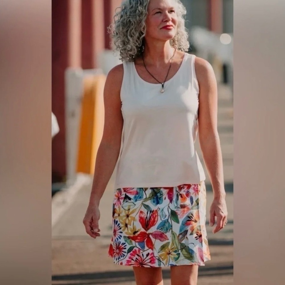 Rip Skirt Hawaii Wrap Skirt Wildflower Watercolor Floral Print Sz L Resort Beach